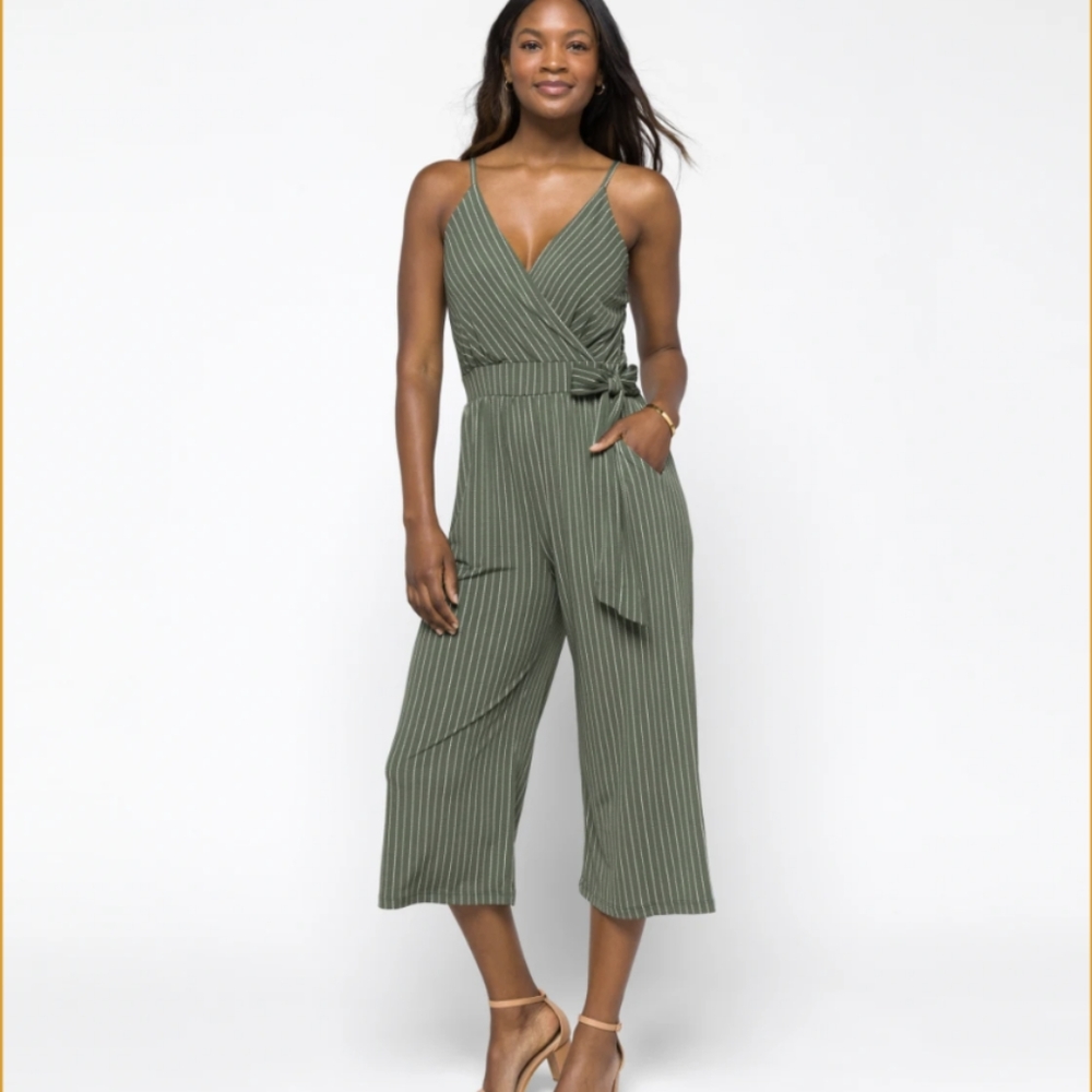 Green & White Kaileigh Jumpsuit
